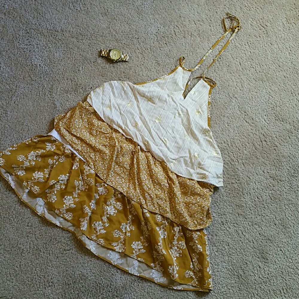 Gold/Orange White Ruffle Top - Picture 3 of 5